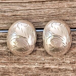Vintage Engraved Sterling Puffy Domed Post Earrings